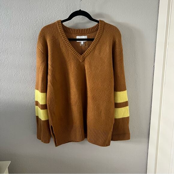 Current/Elliott The 79 V-Neck Tunic Sweater in Brown Sugar - Picture 3 of 10